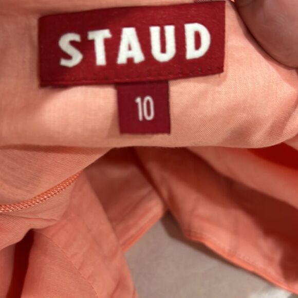 Staud Elio mini dress in grapefruit Size 10 NWT - Picture 13 of 15